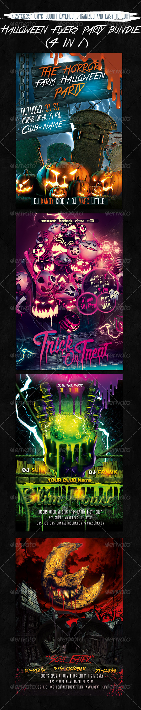 Halloween Flyers Bundle - 4 In 1