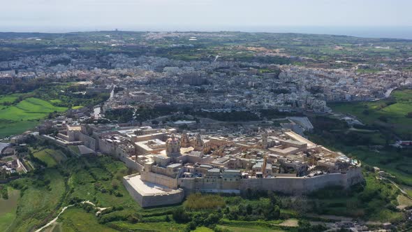 Aerial view of the city Mdina in Malta alt
