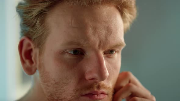 Closeup Thoughtful Man Watching Game alt