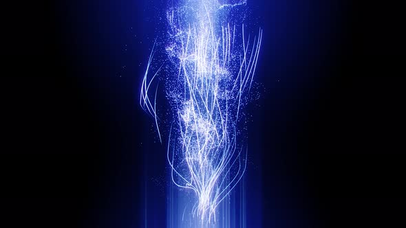 Animation Lines of Blue Energy Particles Moving Up