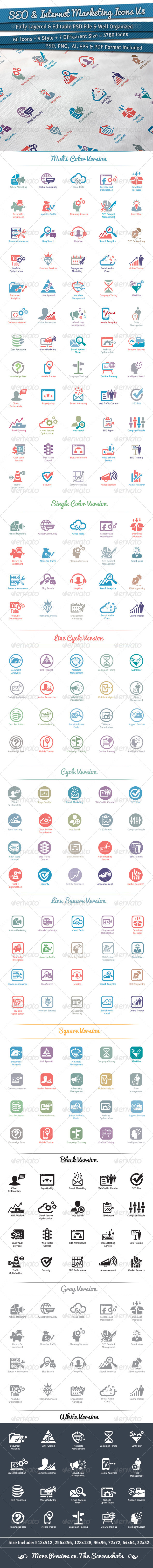 60 SEO Icons | Volume 3 - Web Icons
