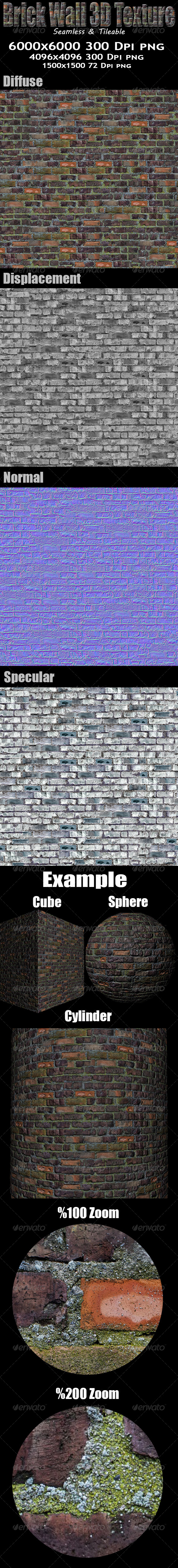 Brick Wall 3D Texture - 3DOcean Item for Sale