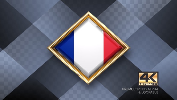 France Flag Rotating Badge 4K Looping with Transparent Background