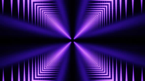 Rotating blue neon squares. Sci-fi motion portal VJ background