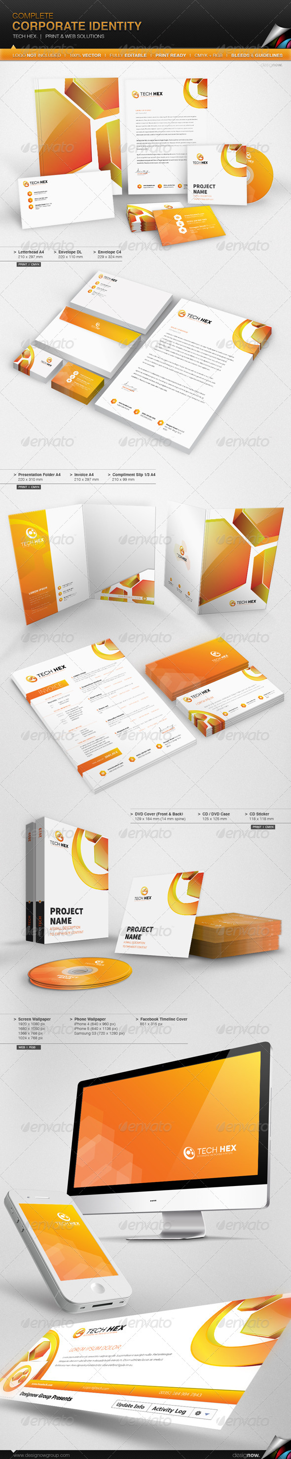 Corporate Identity - Hexa Tech - Stationery Print Templates