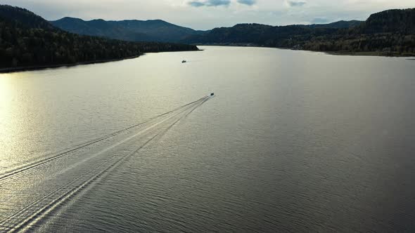Boat is Sailing at High Speed Through the Water