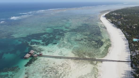 Zanzibar Tanzania  Aerial View of the Ocean Near the Shore of the Island Slow Motion alt