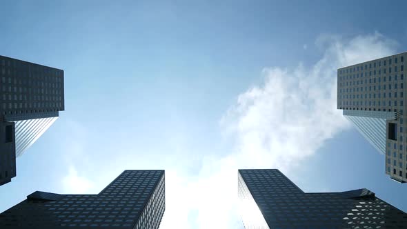 Time lapse of cloud moving pass over building skyscraper alt