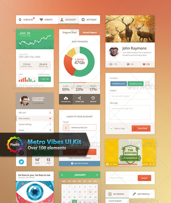 Metro Vibes UI Kit - User Interfaces Web Elements