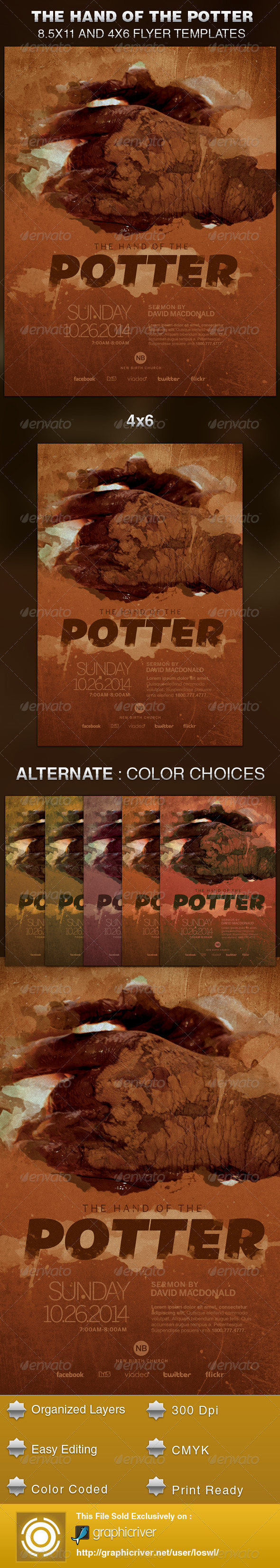 Hand of The Potter Church Flyer Template - Church Flyers