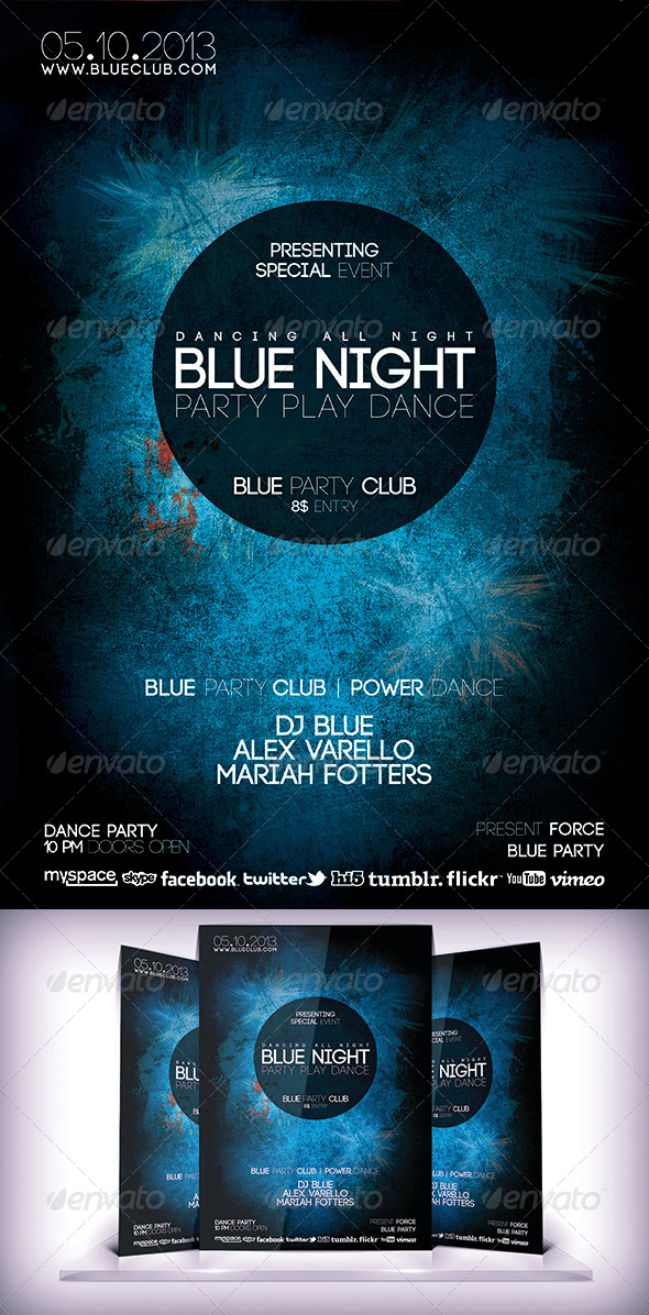 Blue Night Flyer - Clubs & Parties Events