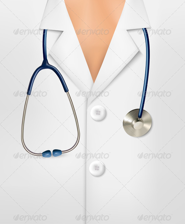 Close Up of a Doctors Lab Coat and Stethoscope Vectors