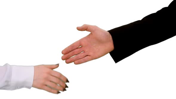 One Female Hand Hesitating And Refusing To Shake Another Male Hand