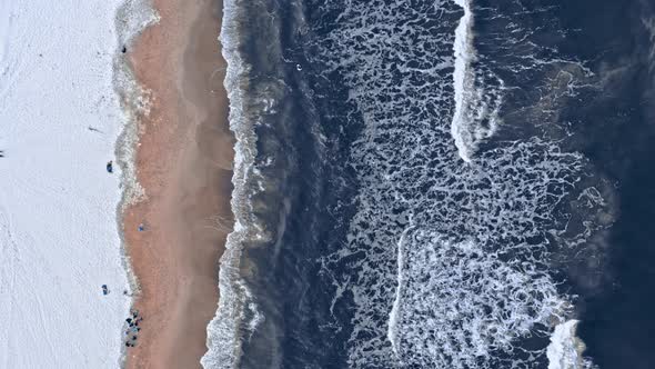 Winter swim in Baltic sea, Poland. Extreme sport in winter alt