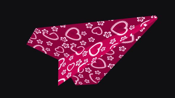 Paper Plane - Valentine Pink Hearts - Side Angle - II - Transparent Loop