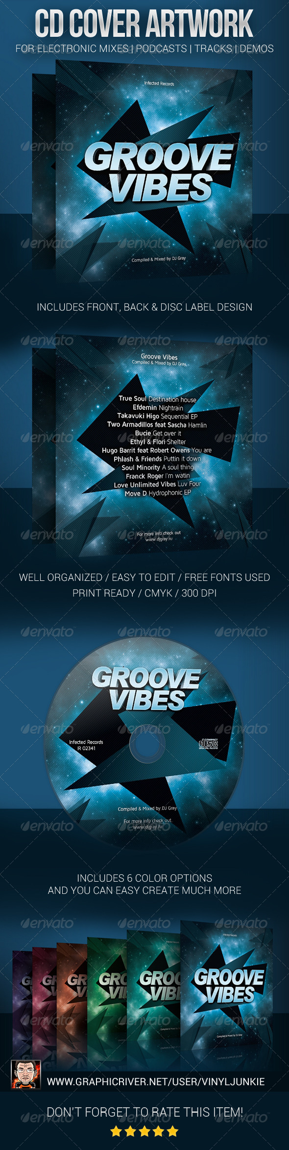 DJ Mix CD Cover Artwork Template - CD & DVD Artwork Print Templates
