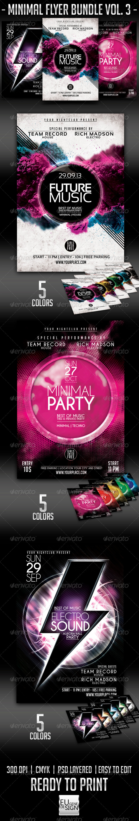 Minimal Flyer Bundle Vol.3 - Clubs & Parties Events
