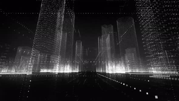 Futuristic City, Smart City Concept, Working Tracking System on City Streets alt