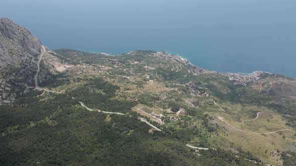 Aerial View of the Sea Coast of Croatia From the Biokovo Nature Park