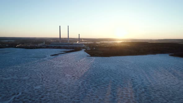 Thermal Power Station And Sunset