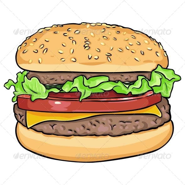 Vector Cartoon Hamburger by nikiteev | GraphicRiver