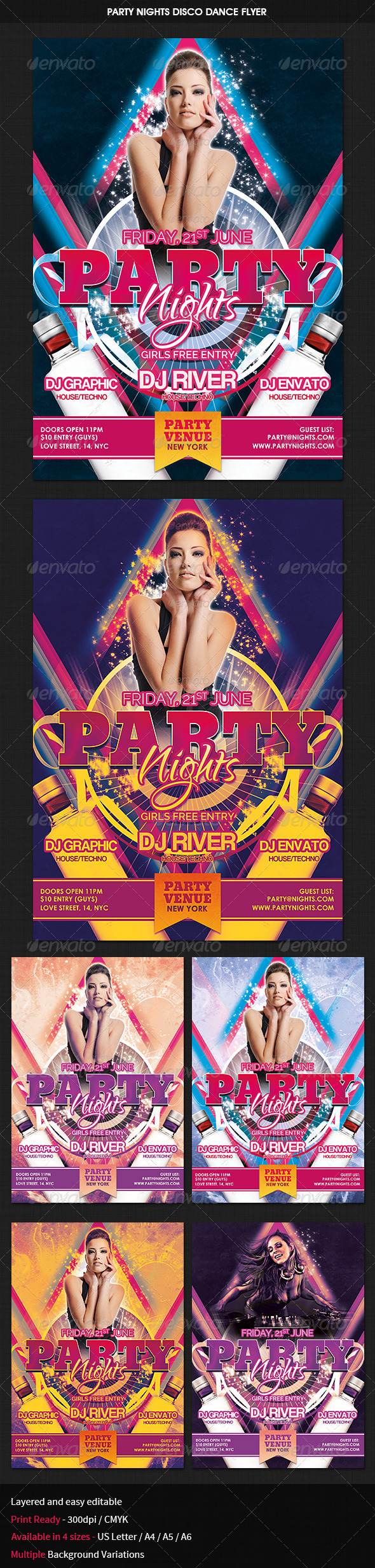 Party Nights Dance Flyer - Clubs & Parties Events