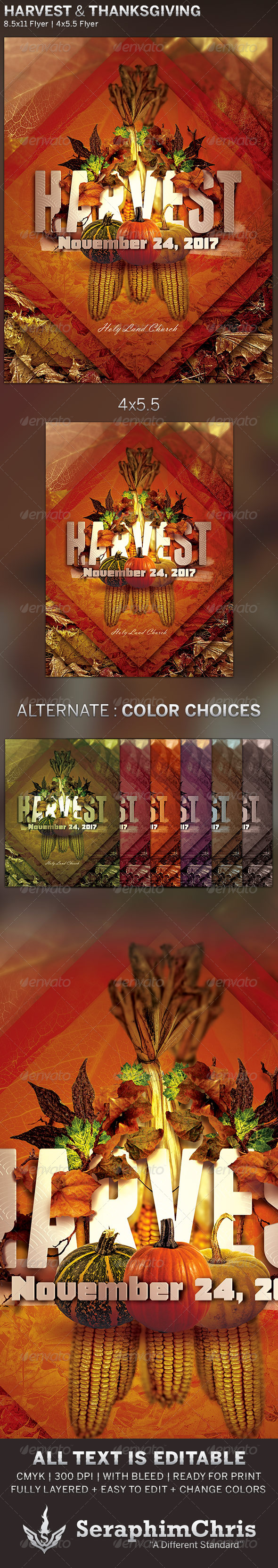Harvest and Thanksgiving: Church Flyer Template - Church Flyers