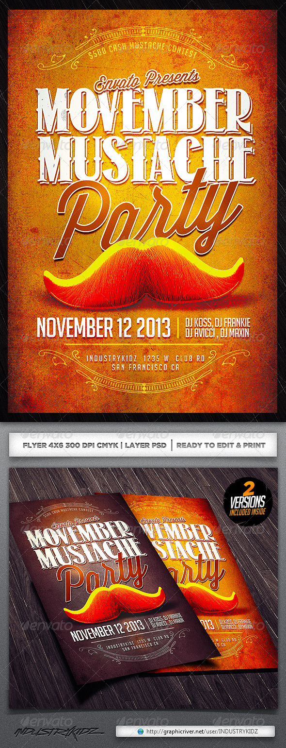 Movember Flyer Template - Clubs & Parties Events