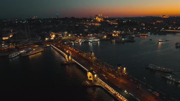 turkey istanbul Night view of the bridges on the Bosphorus