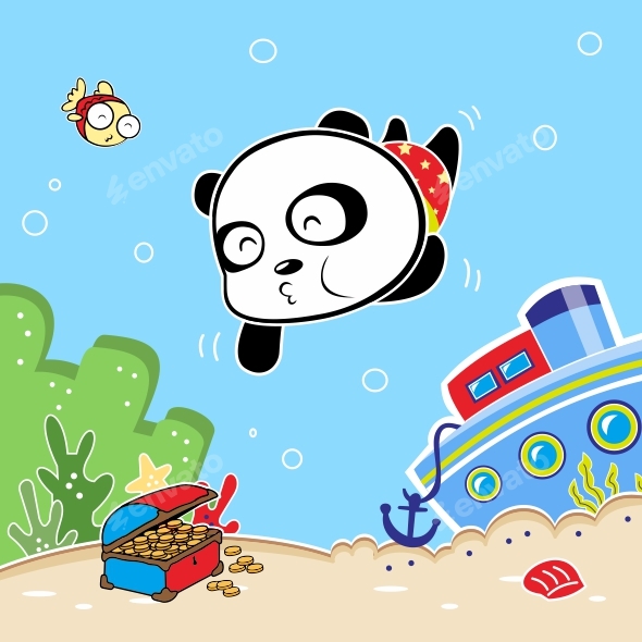 Cute Panda Underwater Treasure Hunt