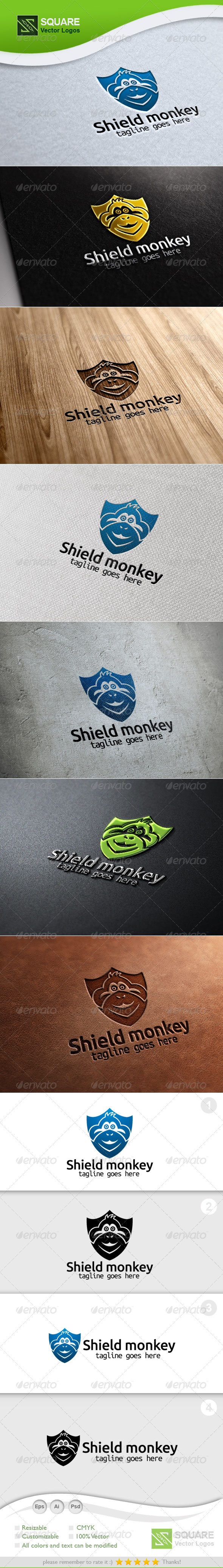 Shield, Monkey Vector Logo Template - Animals Logo Templates
