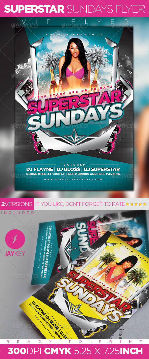 Superstar Sundays Party Flyer - Clubs & Parties Events