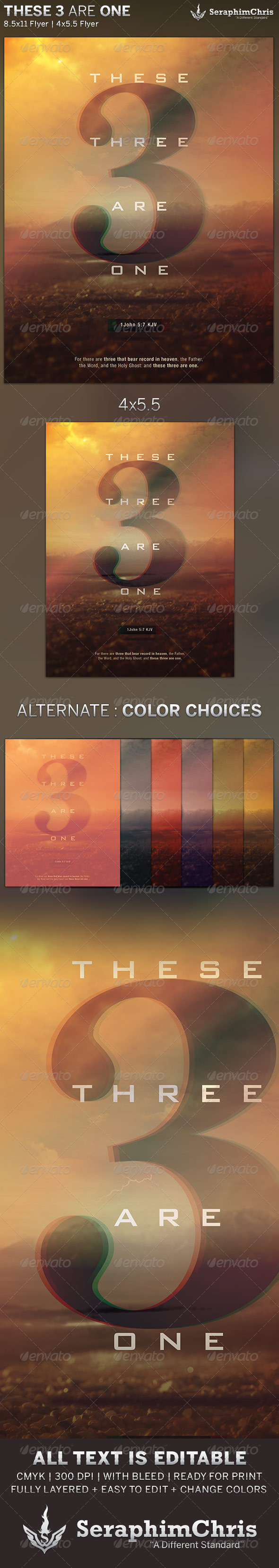 These Three are One: Church Flyer Template - Church Flyers