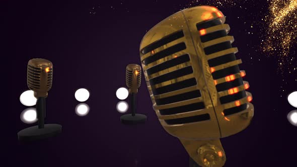 Retro Gold Microphones And Glitter V2