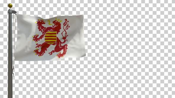 Limburg Flag (Belgium) on Flagpole with Alpha Channel - 4K alt