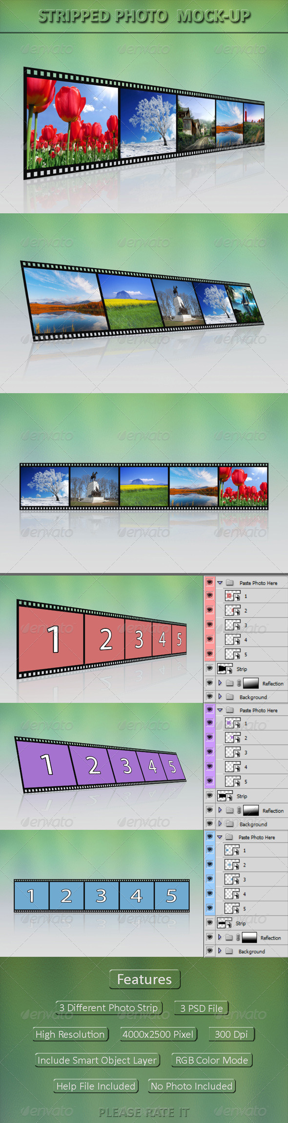 Stripped Photo Display Mock-Up - Product Mock-Ups Graphics