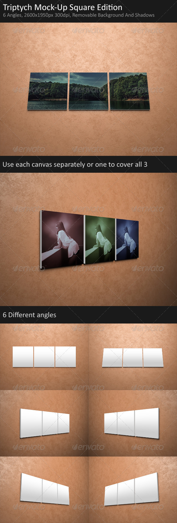 Triptych Mock-Up Square Edition - Artistic Photo Templates