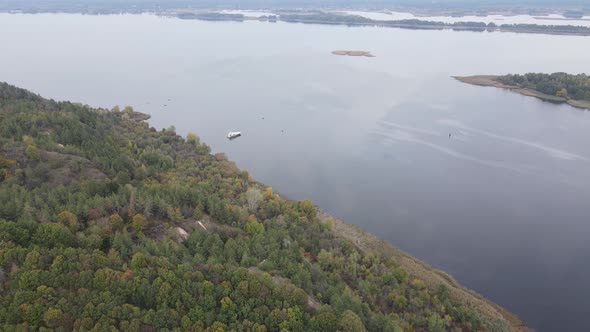Aerial View of the Dnipro River - the Main River of Ukraine alt