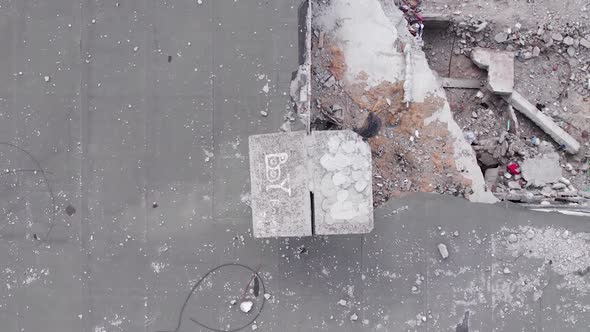 Vertical Video of a Bombed House During the War in Ukraine alt