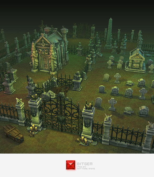 Low Poly Cemetery - 3Docean 4108284