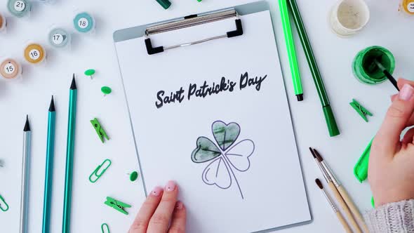 Female Hands Painting Greeting Card St Patricks Day alt