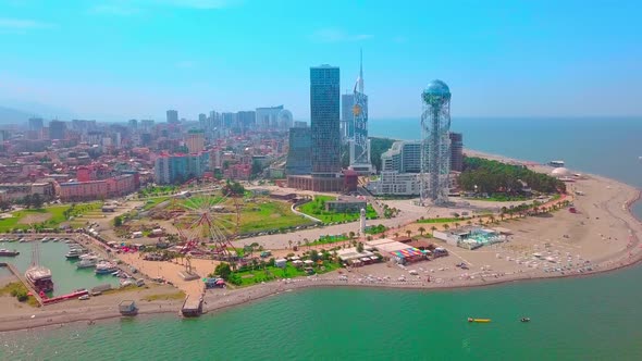 Aerial photography Batumi, made with help of drone in sunny summer weather. alt