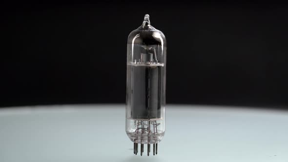 Radio Tube Close-up. Smooth Rotation of the Radio Component. alt