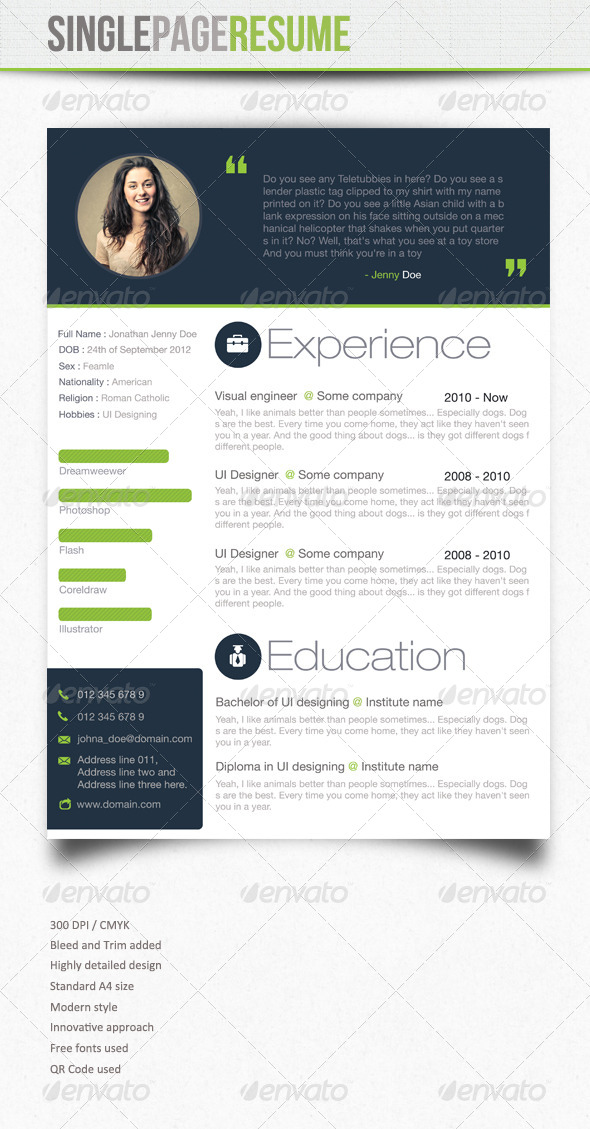 Simple Resume : 3 - Resumes Stationery