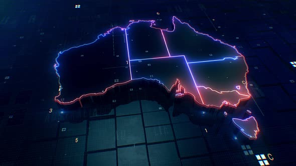 Australia Map 4k Loop