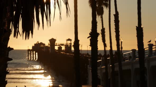 People Walking on Wooden Pier California USA