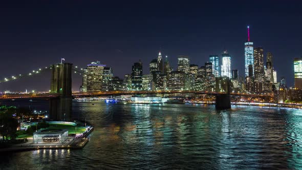 Brooklyn Bridge and New York City at Night alt
