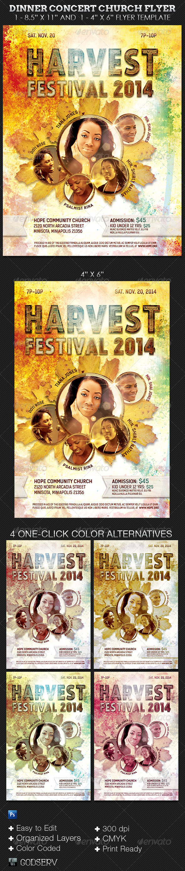 Harvest Festival Concert Flyer Template - Church Flyers