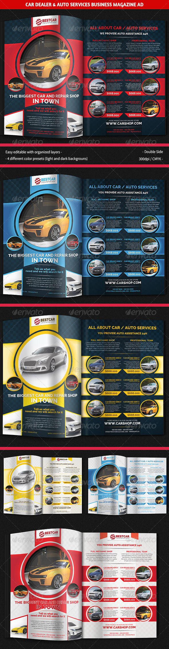 Car Dealer & Auto Services Business Magazine Ad - Magazines Print Templates