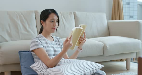 Woman Read Book at Home